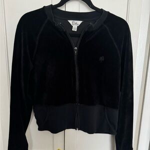 Lilly Pulitzer Black Velour Bomber Jacket